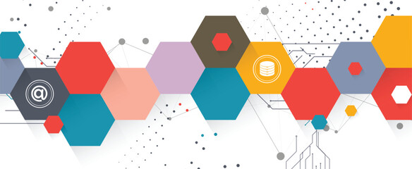 Aufkleber - Geometric hexagon abstract background with simple polygonal elements