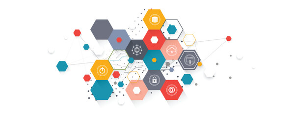 Aufkleber - Geometric hexagon abstract background with simple polygonal elements