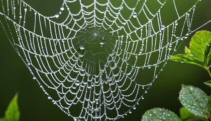 spider web with dew drops