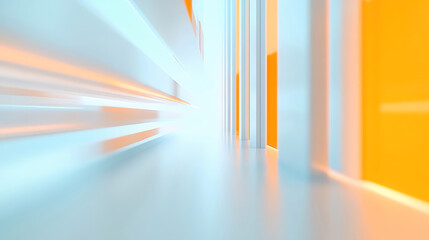 Wall Mural - Abstract architecture hallway with blue and orange light.