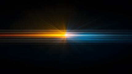Fototapete - Vibrant light streaks in contrasting colors against a dark background
