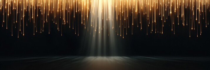 Wall Mural - A black background with gold streaks and a light shining on it