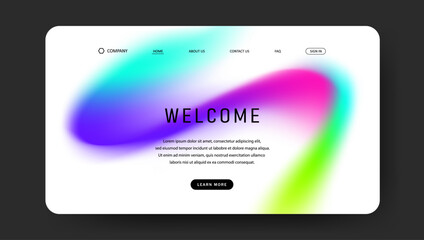 Abstract wave futuristic design of landing page. retro gradient mesh website design	