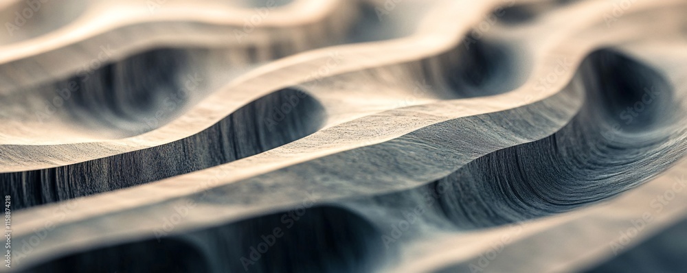 Parametric wave structure creating a smooth landscape design Stock ...