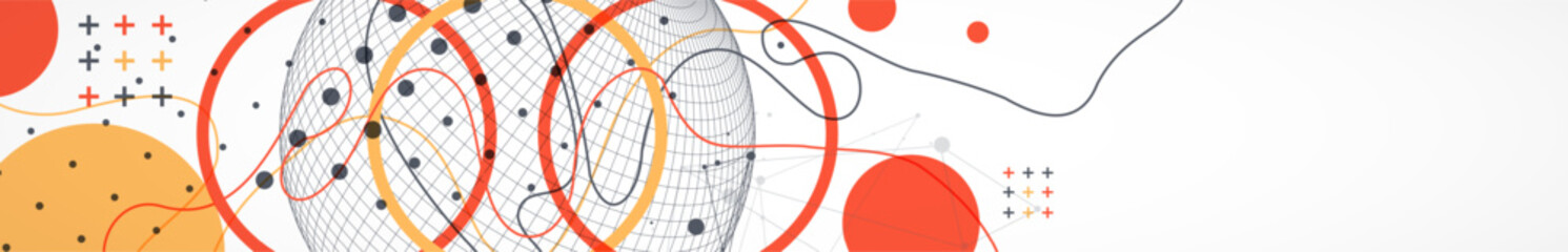 Abstract sphere background with plexus effect. 3D surface. Vector illustration.