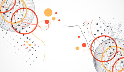 Sticker - abstract sphere background with plexus effect. 3d surface. vector illustration.