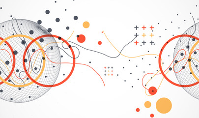 Abstract sphere background with plexus effect. 3D surface. Vector illustration.