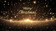 © O - Sparkling merry christmas greeting with golden glitter and twinkling stars. Merry Christmas. Happy New Year
