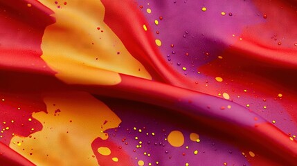 Wall Mural -   A detailed photo of multicolored fabric with splattered paint stains