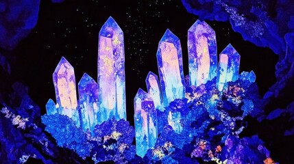 Wall Mural - Glowing Crystal Cave