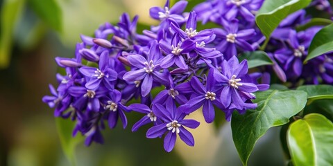 Stunning purple Petrea volubilis captivates with its vibrant hues. This wreath vine, known as queen s wreath vine, showcases the beauty of Petrea volubilis in full bloom. A true Sandpaper Vine gem 