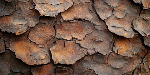 Wall Mural - Abstract background showcasing a closeup of pine bark texture, emphasizing the intricate details and patterns unique to pine bark. This pine bark texture creates a visually appealing abstract