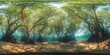 © StockKing - Mangrove forest transformed into a retro panorama style, showcasing the beauty of mangrove ecosystems in a unique and artistic presentation that highlights the tranquility of nature.