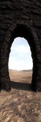 Canvas Print - Stone archway framing desert landscape.