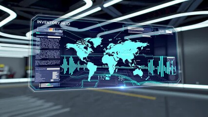 Aufkleber - Advanced inventory management system displayed on a futuristic interface in a high-tech environment
