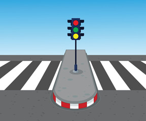 Crosswalk. Pedestrian Crossing Road. Zebra Crossing. Vector Illustration.