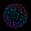 © vladystock - Abstract wireframe mesh sphere with dot and lines, network connections. Polygonal geometric element