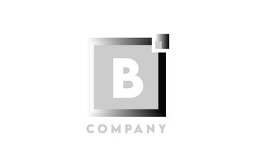 Wall Mural - B grey gradient white square corporate letter alphabet logo icon design suitable for a company or business