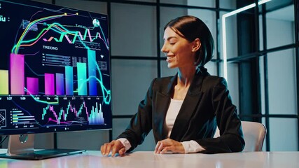 Aufkleber - Business professional shares insights on data analytics trends in a modern office setting during daytime hours