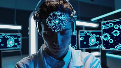 Fototapete - Exploring the intersection of technology and neuroscience in a modern lab environment