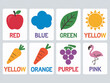 © Aqvarelka - Colorful flashcards for kids featuring fruits, vegetables, and animals