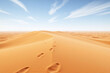 © He - Vast desert sand dune field with footprints and sky