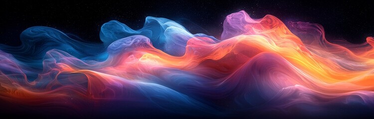 Wall Mural - an awe-inspiring abstract future landscape with vibrant neon pink and blue waves pulsating fiercely