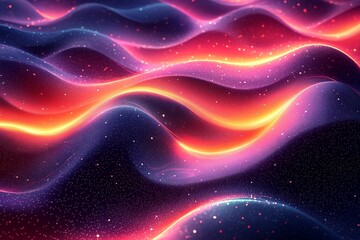 Wall Mural - digital background with vibrant abstract patterns of curved neon lines and dots, accompanied by flow