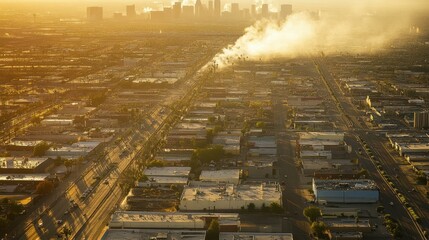 Wall Mural - Air Pollution Spreading Near Major City Intersection