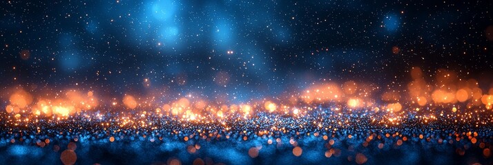Wall Mural - background of abstract glitter lights with hues of gold, blue, and black, slightly out of focus