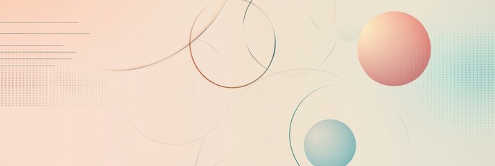 Poster - Abstract geometric design with circles and lines in pastel tones for creative mock up. Generative AI