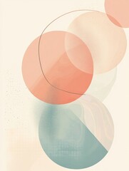 Leinwandbilder - Abstract geometric design featuring pastel circles and lines with ample copy space for customizable text. Generative AI