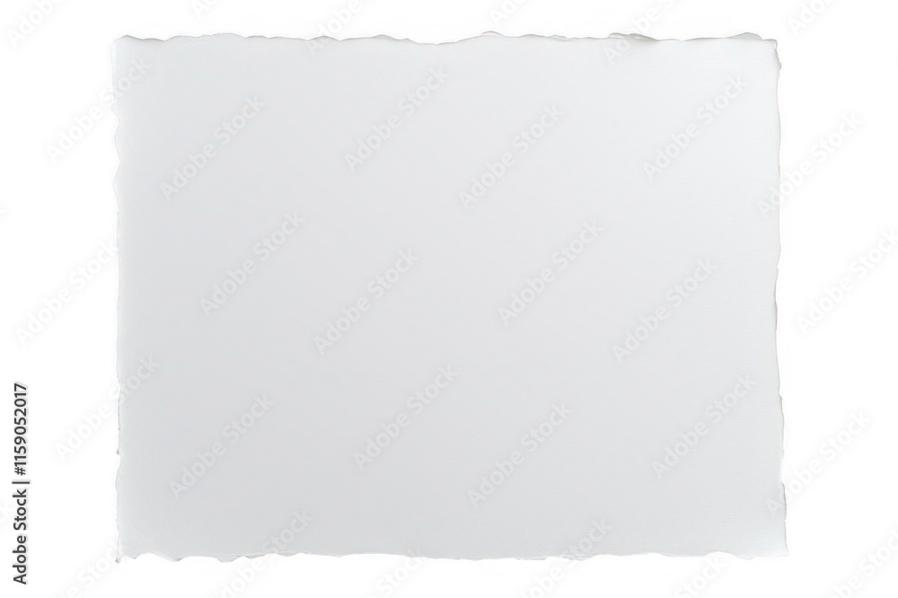 White watercolor paper with high-resolution texture, torn edges, blank ...