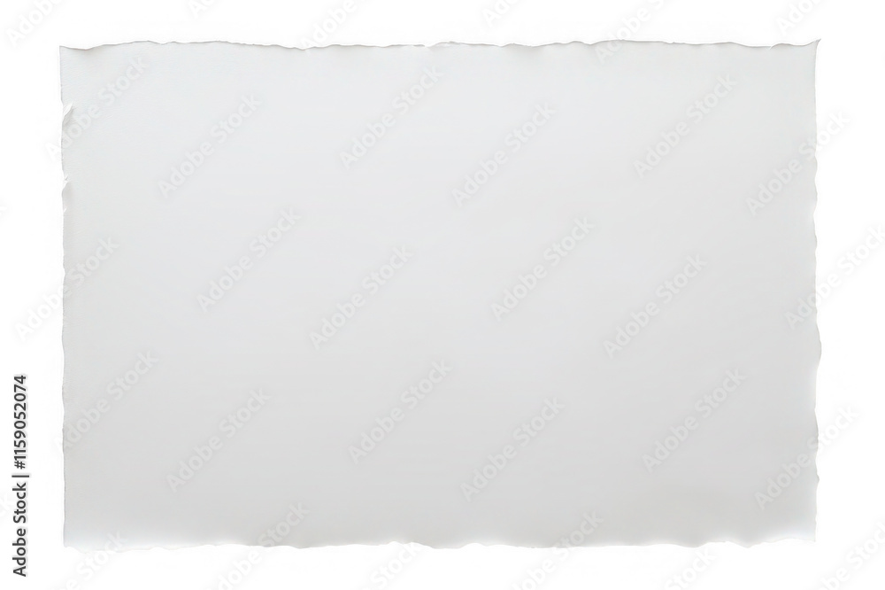 White watercolor paper with high-resolution texture, torn edges, blank ...