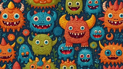 Canvas Print - pattern with monsters