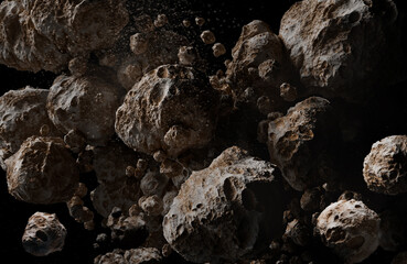 Wall Mural - asteroids in space,3d illustration