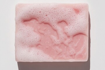 Aufkleber - A minimalist depiction of a bar of soap with clean bubbles, set against a white background