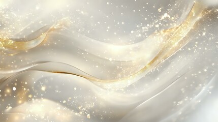 Wall Mural - abstract background in soft ivory with golden streaks and scattered glowing light effects creating a