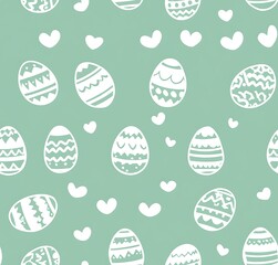 Sticker - Light blue background with a white Easter egg seamless pattern