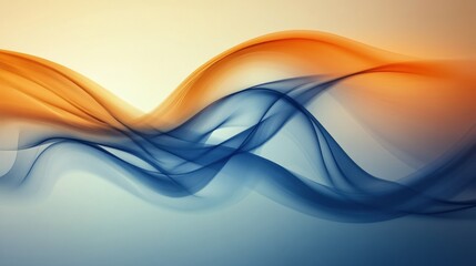 Poster - Glossy abstract waves in vibrant orange and blue create a dynamic visual experience in a smooth flowing design. Generative AI