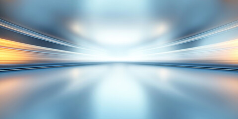 Wall Mural - futuristic abstract motion blur with blue color, glow warm light ray in perspective view. soft smoot