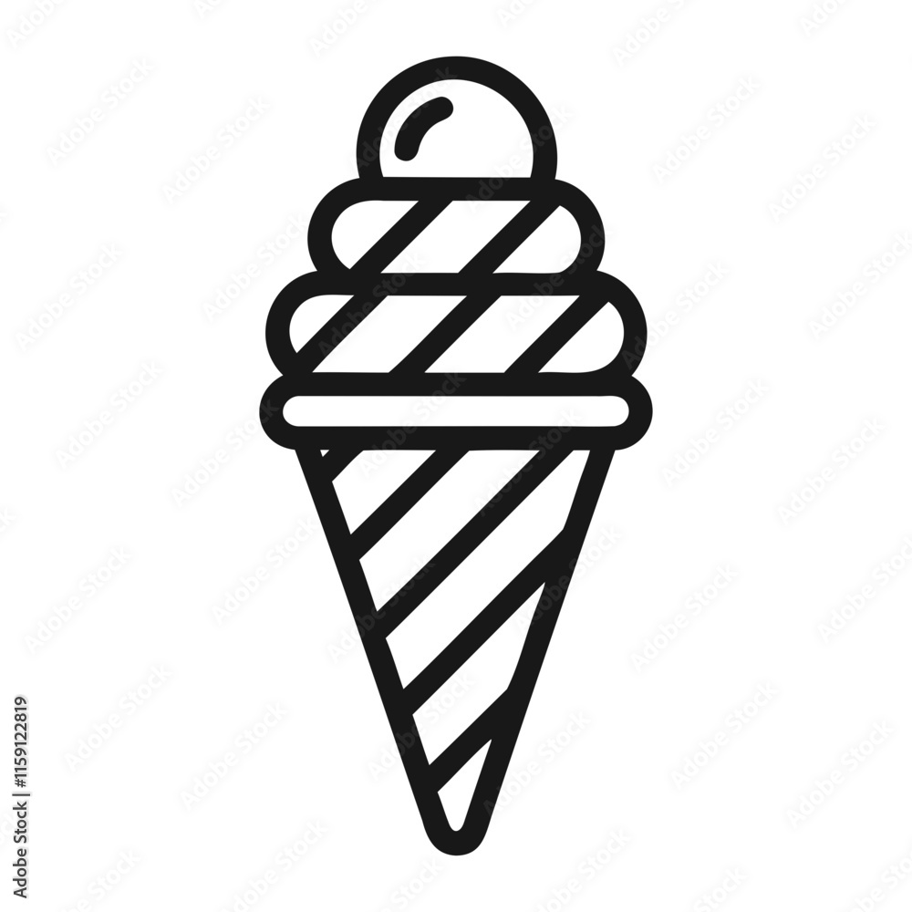 Ice cream cone icon line art vector logo. vector in black and white ...