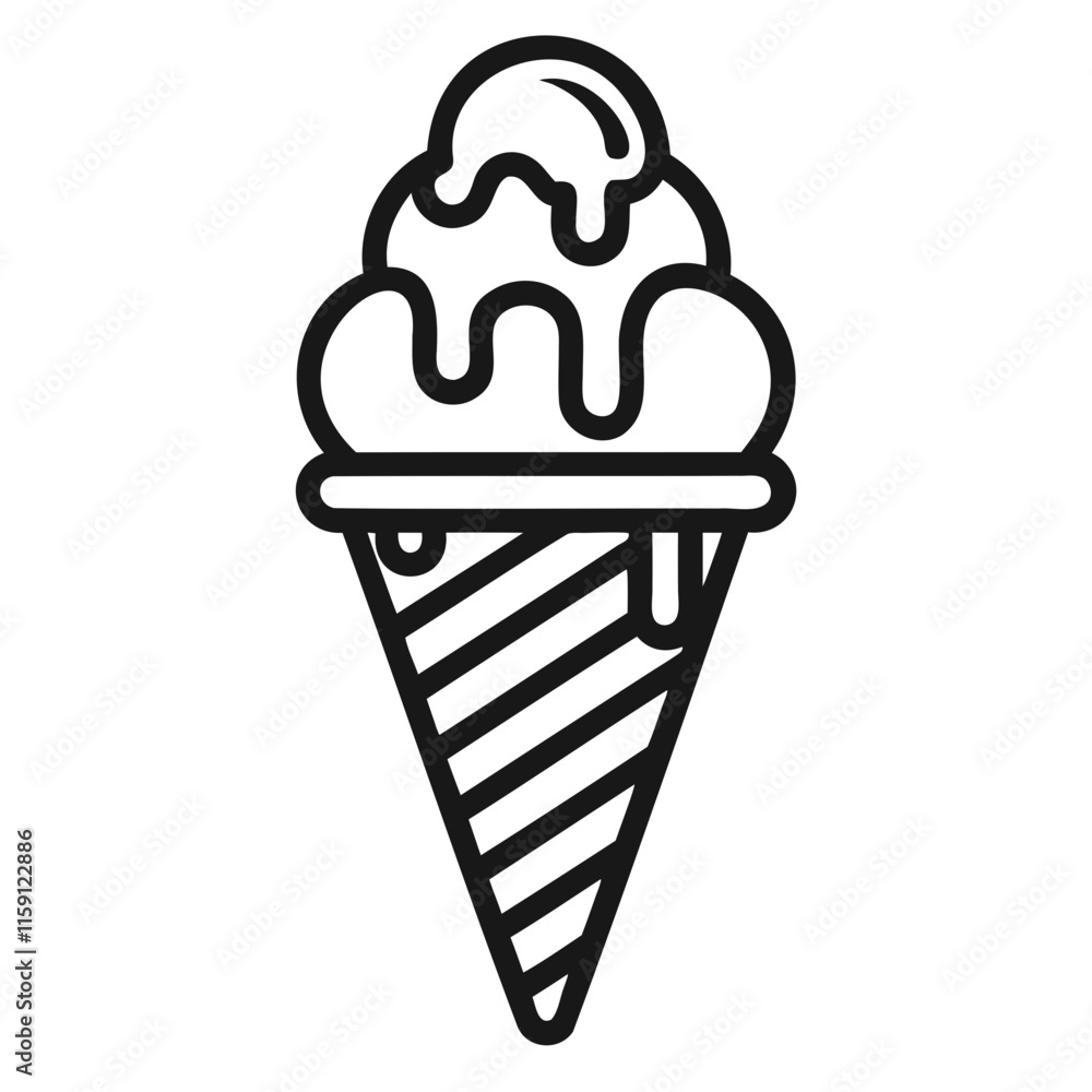 Ice cream cone icon line art vector logo. vector in black and white ...