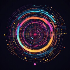 Wall Mural - Abstract colorful circular data visualization.