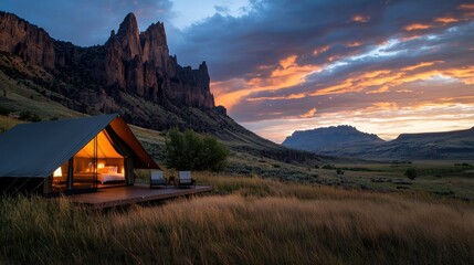 Poster - Desert retreat with a luxurious tent and stargazing setup