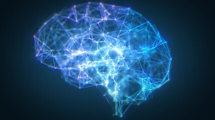 Wall Mural - digital neurons network background/ animation of brain neuronal network connections with flowing ver