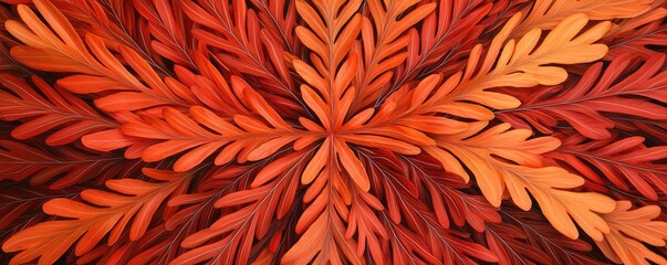 Wall Mural - Oak leaves abstract background idea. Vibrant autumn leaves arranged in an artistic pattern showcasing nature's beauty.