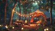 © Apichaya - A lively camping with friends experience, showcasing laughter, games, and shared meals,