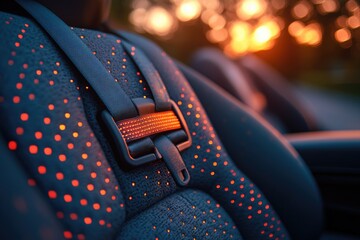Wall Mural - close-up shot of a seat belt in a car, great for automotive or safety-related concepts