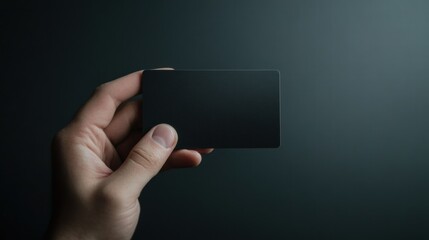 Aufkleber - Sleek black gift card held by a hand in a dimly lit setting with space for text and design elements. Generative AI